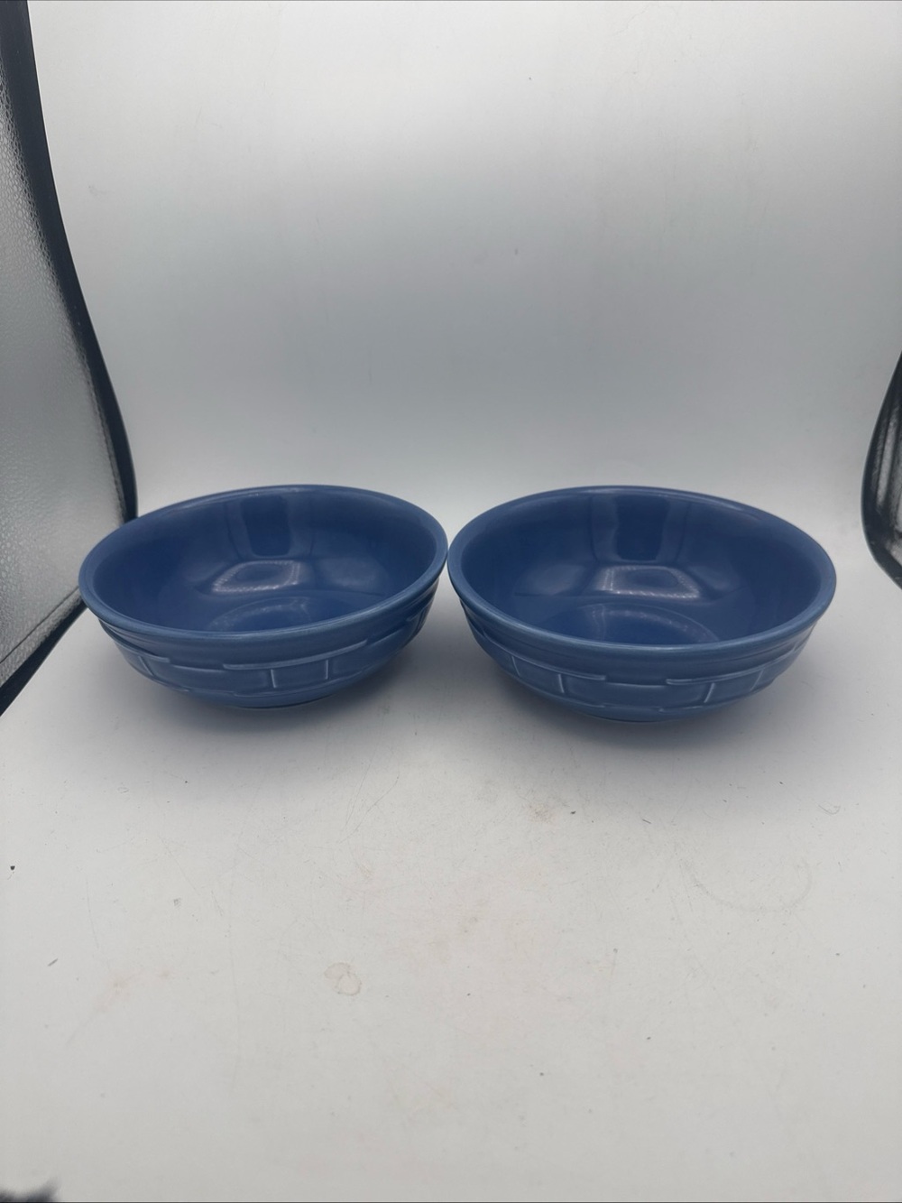 Set of 2 Longaberger Woven Traditions Cornflower Blue Coupe Cereal Bowls 6 7/8"